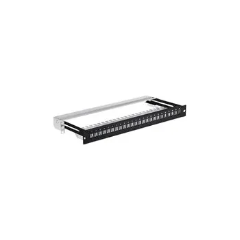 Patch panel 19" modulární stíněný patch panel LEXI-Net 24port, černý, výsuvný