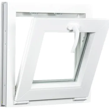 Okno ALUPLAST Sklopné plastové okno bílé 50x50 Zasklení: Trojsklo Ug= 0,7