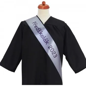 Party dekorace Šerpa pro předškoláky chladná šedá - saténová