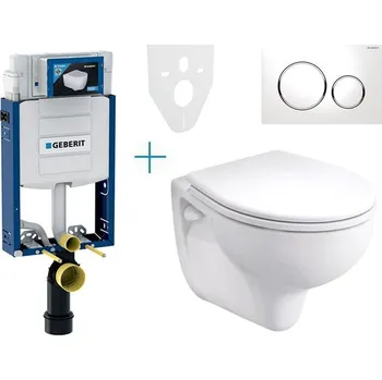 WC sada Geberit + Kolo Geberit Kombifix - sada pro závěsné WC 110.302.00.5 EV + klozet a sedátko Kolo Rekord + tlačítko Sigma20, bílá/chrom lesk (110.302.00.5 EV4)