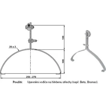 Hromosvod TREMIS V795 / PV 15b Cu ( měď ) podpěra vedení na hřebenáče