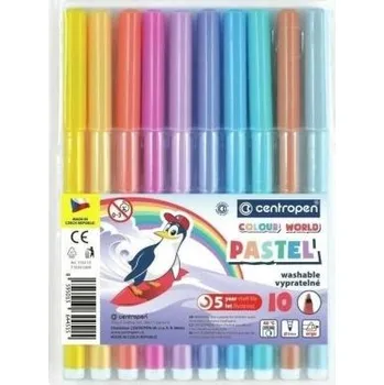 Popisovač Centropen 7550, vypratelný, pastelový mix, sada 10 ks