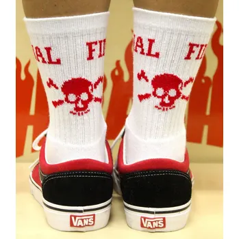 Pánské ponožky Ponožky FINAL celofrote bílé - červená lebka Barva: Bílo červená, Velikost: 3,5-4 (36-37)