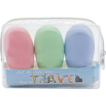 Koupelnová a cestovní sada 3 silikonové lahvičky Becasan Nature
