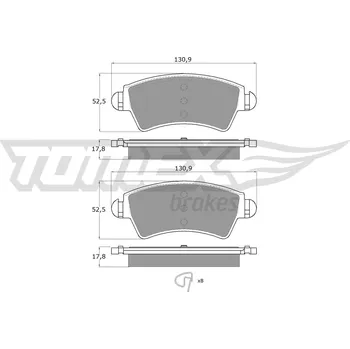 Brzdová destička Sada brzdových destiček, kotoučová brzda TOMEX Brakes TX 13-44