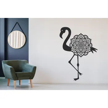 Samolepící dekorace Lepy.cz Samolepka na zeď Plameňák - Mandala Velikost (šířka x výška): 80x112cm, Barevná varianta: Světle modrá