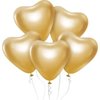 Balónek Platinové srdce zlaté, 30 cm, 6 ks
