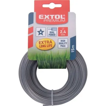 Žací struna do sekačky s jádrem, čtvercový profil, 2,4mm, 15m, EXTOL