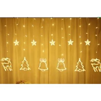 Vánoční dekorace Vánoční osvětlení se sobem 138LED LIGHT CURTAIN, teplá bílá