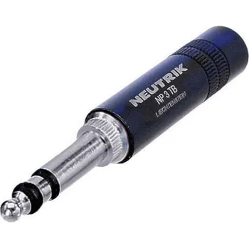 Elektrický konektor Neutrik NP3TB-B jack konektor 6.35 mm zástrčka, rovná Pólů: 3 stereo černá 1 ks