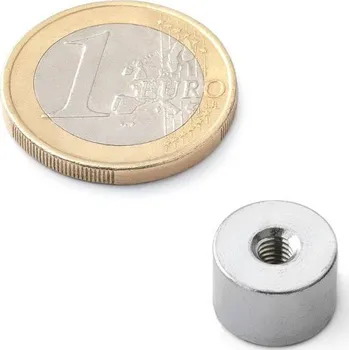 Dekorativní magnet SOLLAU NdFeB magnetická čočka válcová s vnitřním závitem D 12x8 mm, Neodym, N38