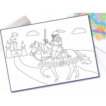 Radost v písku Šablona na pískování rytíř s hradem Varianta: A5 (148 x 210 mm)