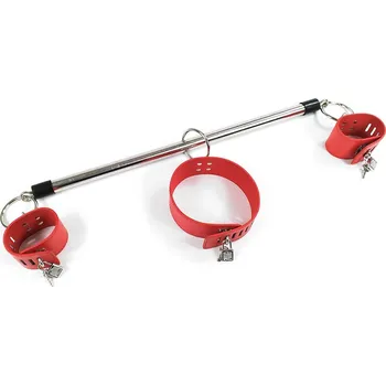 Rozpěrka – roztahovací tyč na ruce a hlavu s pouty – červená