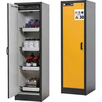 Bezpečnostní skříň na chemikálie 30 min., 4 zásuvky, š. 564 mm, dveře žluté