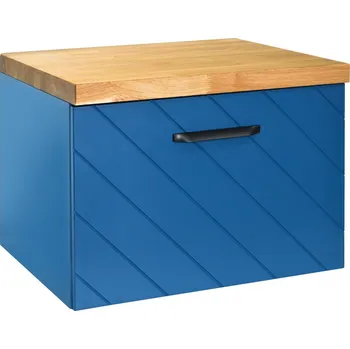 Koupelnový nábytek Besco FLOO 80 cm NASUF854NCP umyvadlová skříňka modrá matná / černá pravá