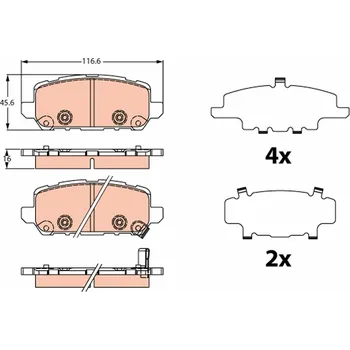Brzdová destička Sada brzdových destiček, kotoučová brzda TRW GDB2279