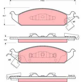 Brzdová destička Sada brzdových destiček, kotoučová brzda TRW GDB4016