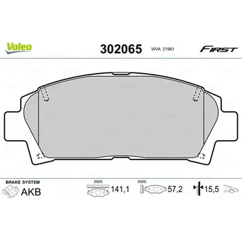 Brzdová destička Sada brzdových destiček, kotoučová brzda VALEO 302065