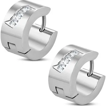 Náušnice Ocelové náušnice - tři malé zirkony v klipsnách usazené ve vlnkovité drážce