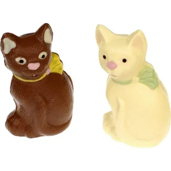 Čokoláda Čokoládová KOČIČKA s mašlí 80 g - belgická mléčná čokoláda - hnědá (belgická čokoláda / dutá figurka kočičky / baleno v celofánovém sáčku / velikost cca 10 cm)