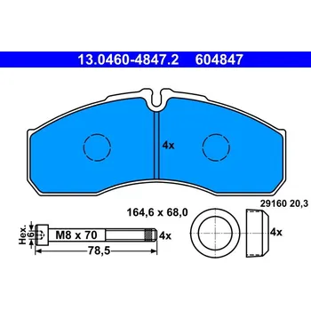 Brzdová destička Sada brzdových destiček, kotoučová brzda ATE 13.0460-4847.2