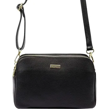 Kabelka Tříoddílová malá černá kožená crossbody kabelka MiaMore no. 046