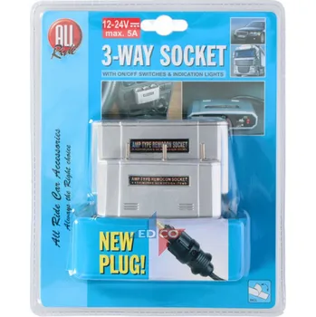 Prodlužovací kabel Roztrojka zapalovače s přepínači - úzký konektor