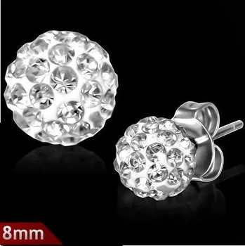 Náušnice 8mm – Kulička s čirými kamínky
