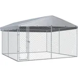 Venkovní psí kotec se střechou 382 x 382 x 225 cm