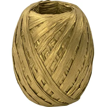 Stuha Stuha papírová RAFFIA zlatá 7mm x 30m (Stuha papírová, EKO recyklovaný papír, velké MEGA klubko)