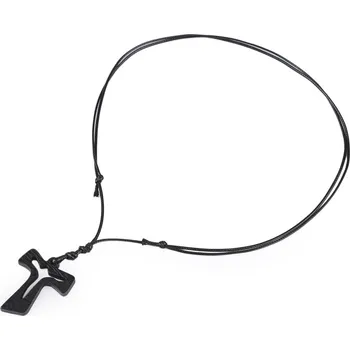 Náhrdelník Dřevěný křížek na šňůrce, barva 2 černá