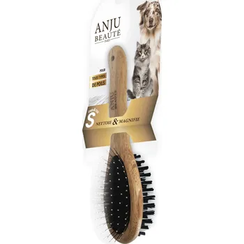 Péče o srst a drápky Anju Beauté Brosse double oboustranný kartáč pro psy a kočky velikost S