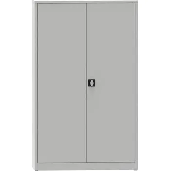 Svařovaná skříň s dvoukřídlými dveřmi, v x š x h: 1950x1200x400 mm, 4 police, barva šedá RAL7035