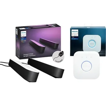 Žárovka Philips Hue White and Color Ambiance Play Double pack černý + Philips Hue Bridge