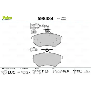 Autodíl Sada brzdových destiček, kotoučová brzda VALEO 598484
