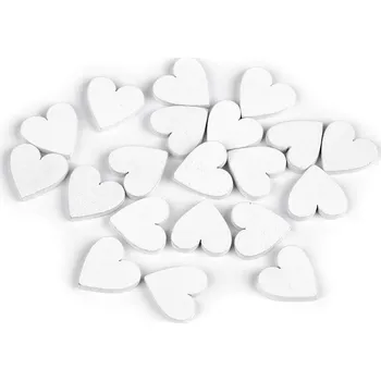 Dřevěné srdce k nalepení / dozdobení, barva 1 bílá