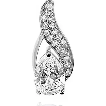 Přívěsek Stříbrný přívěsek s dominantním zirkonem a vlnkou s dvěmi řadami malých zirkonů - Stříbro 925/1000 - Rhodiované