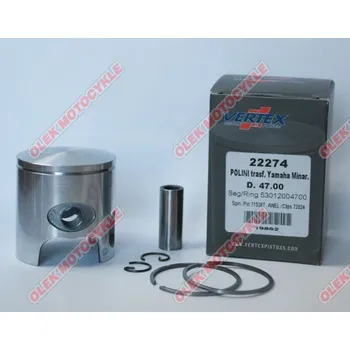 Píst motoru Píst Vertex POLINI, MINARELLI, YAMAHA 47,35mm čep 10mm (kroužky 53012004740 X 1 kus) (Píst Vertex POLINI, MINARELLI, YAMAHA 47,35mm čep 10mm (kroužky 53012004740 X 1 kus))