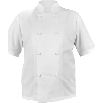 Gastro oděv Bílá pánská kuchařská blůza s bílými knoflíky – gastronomický plášť, krátký rukáv (L)