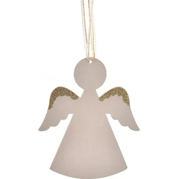Velikonoční dekorace Anděl dřevo závěsný bílý 10x12 cm