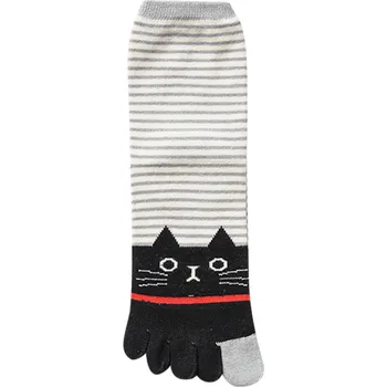 Pánské ponožky Prstové ponožky Kočky proužkované - šedé - vel. uni