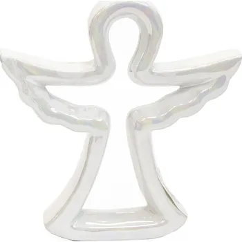 Velikonoční dekorace Anděl ker. perleť bílý 19x4x21 cm