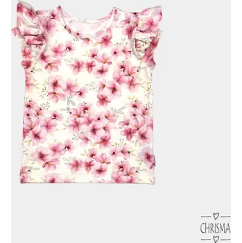 Dívčí tričko Chrisma Dívčí triko s volánem 23901s květy Rozměr: 116