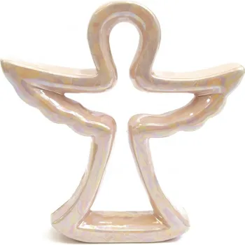 Velikonoční dekorace Anděl ker. růžový perleť 15x3x16 cm