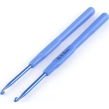 Háček na háčkování Háčky na háčkování, modrý, 140 x 9 x 7,5 mm, průměr 3,5 cm, 1 kus