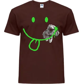 Pánské tričko panske_levne_tricko_potisk_usmev_kosmonaut Barva: Chocolate - čokoládově hnědá, velikost: XXL