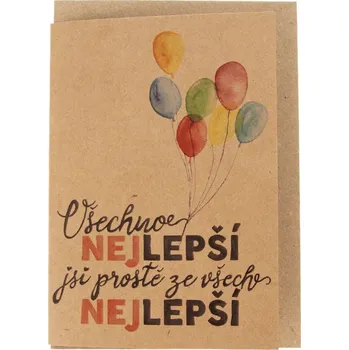 Přání + obálka ,,VŠECHNO NEJLEPŠÍ,, 11x15 cm