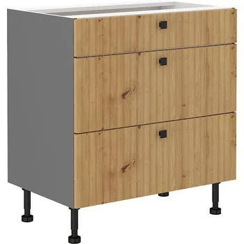 Kuchyňská skříňka Spodní skříňka Ava 80 D 3S BB - Premium Box Barva korpusu: Antracit, Barva dvířek: Dub Artisan
