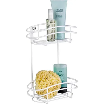 Drátěná police WENKO Dvoupatrová nástěnná police BEZ VRTÁNÍ Classic Plus bílá 33x24x15 cm