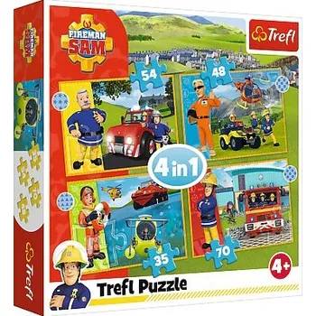 Puzzle Puzzle Trefl Odvážný požárník Sam, 35 + 48 + 54 + 70 dílky